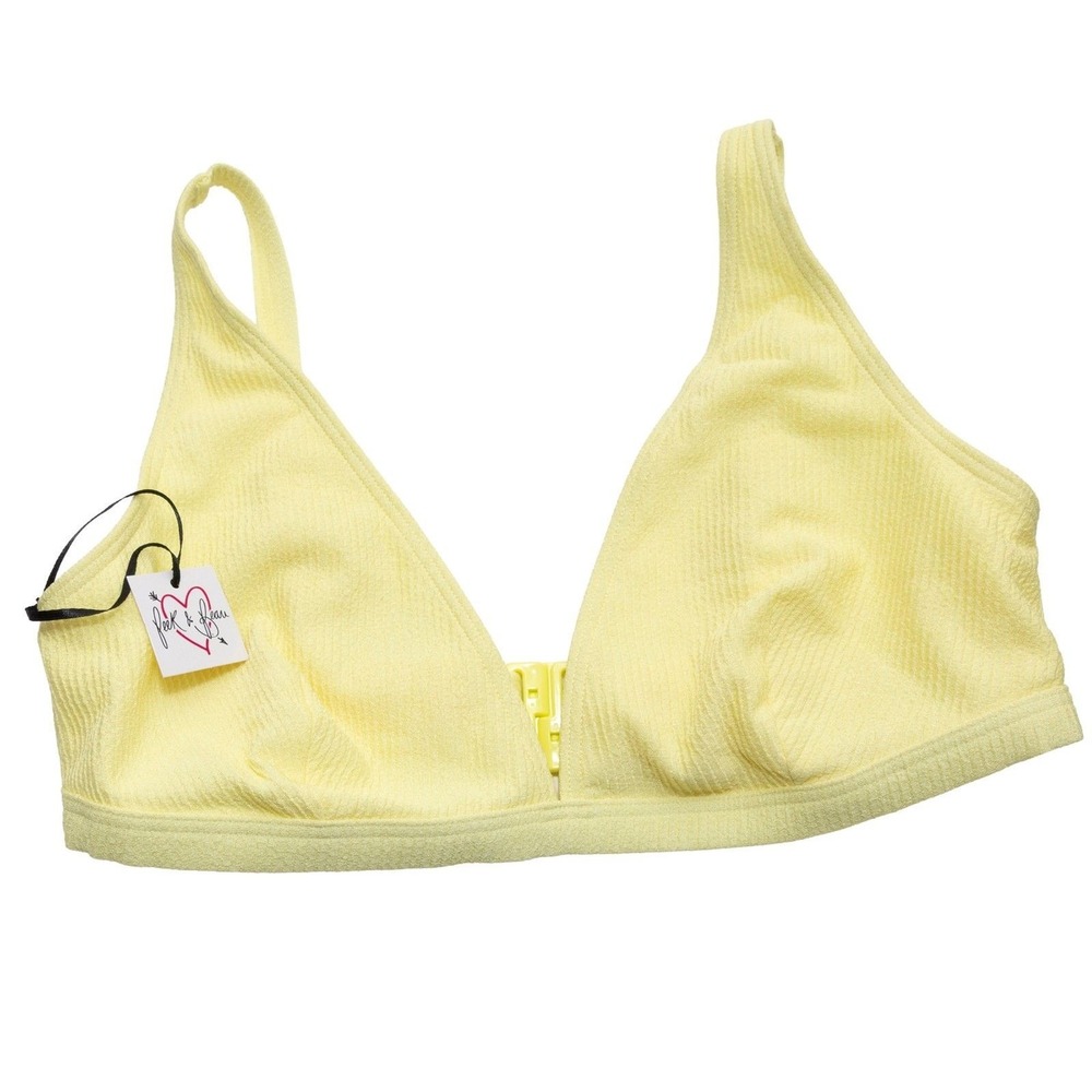 Peek & Beau 40D DD Women's Yellow Lemonade Ribbed Triangle Bikini Top Back Clasp